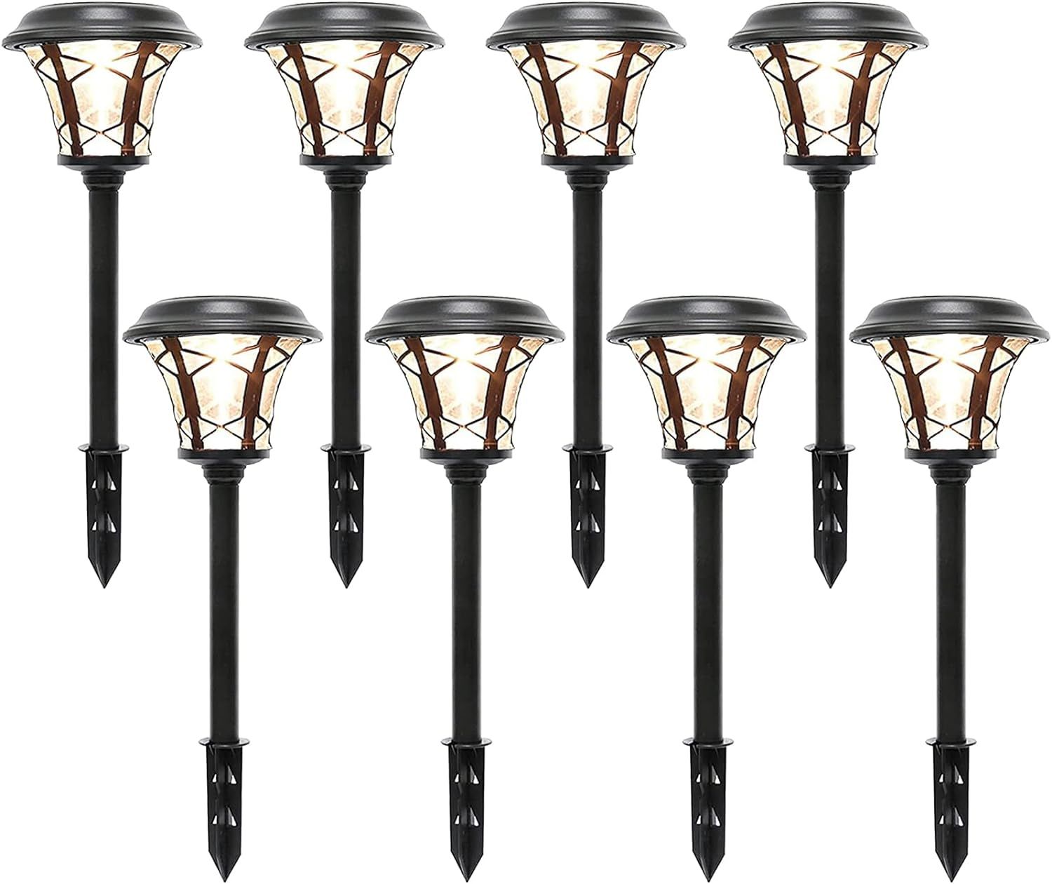 Maggift 8-Pack Black Stainless Steel Solar Pathway Lights