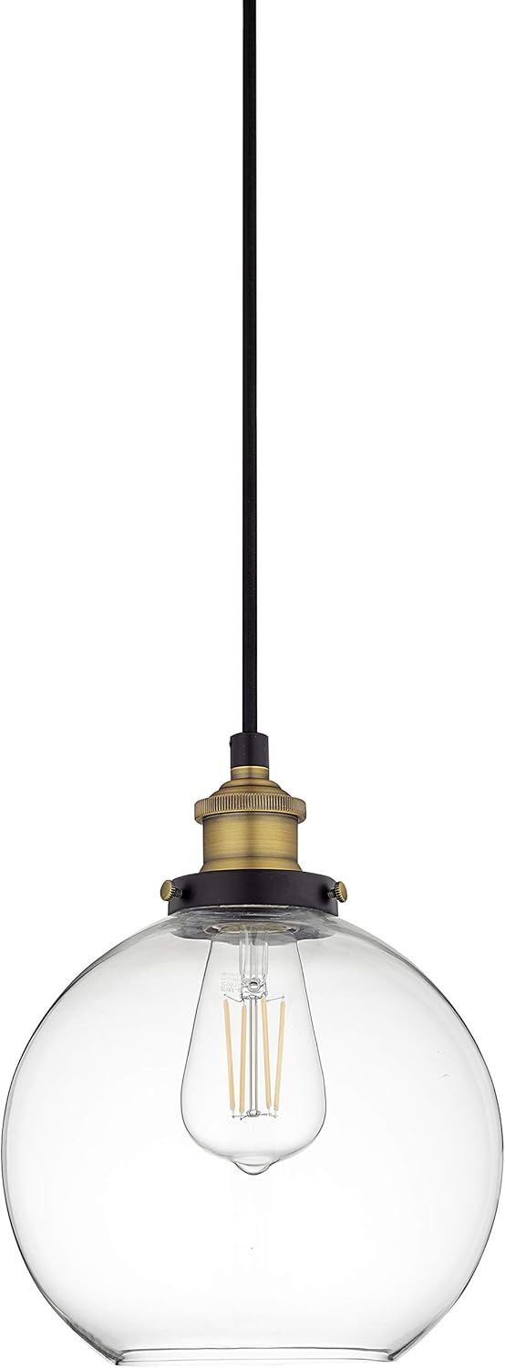 Antique Brass Primo Globe Pendant Light with Handblown Glass Shade