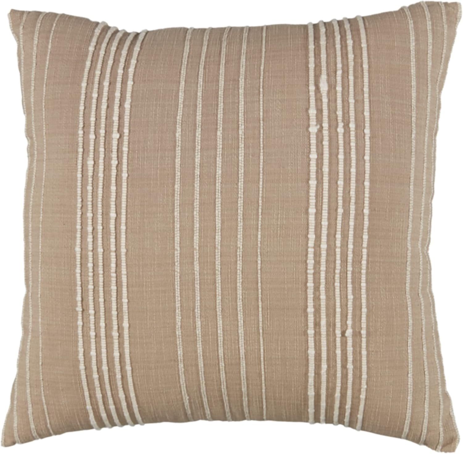 Benbert Light Brown and White Cotton Square Pillow