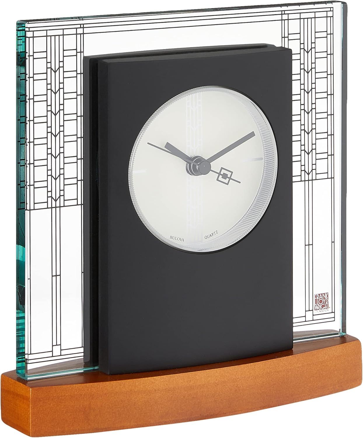 Frank Lloyd Wright Black and Cherry Quartz Table Clock