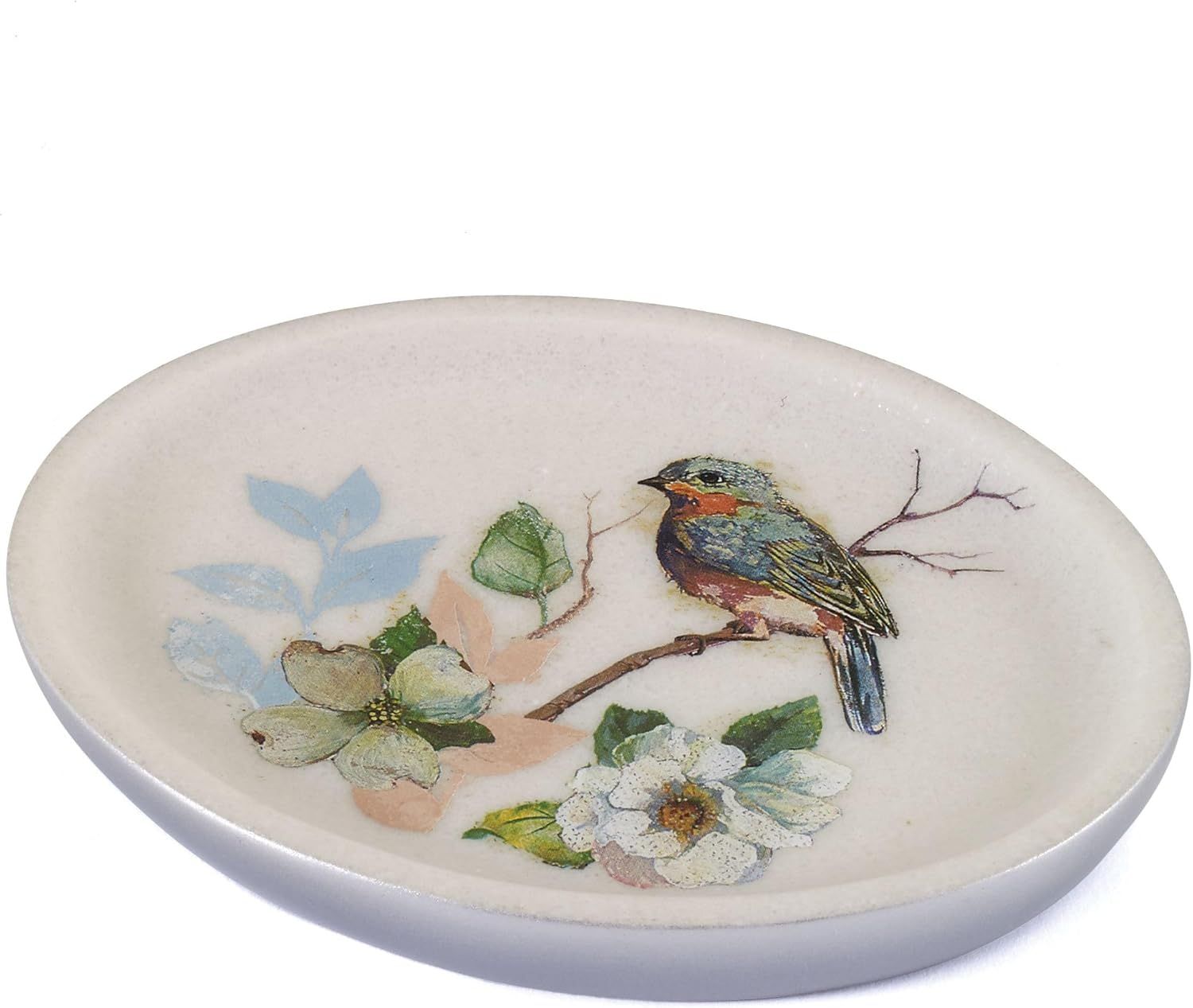 Ivory Resin Bird and Branch Recessed Soap Dish