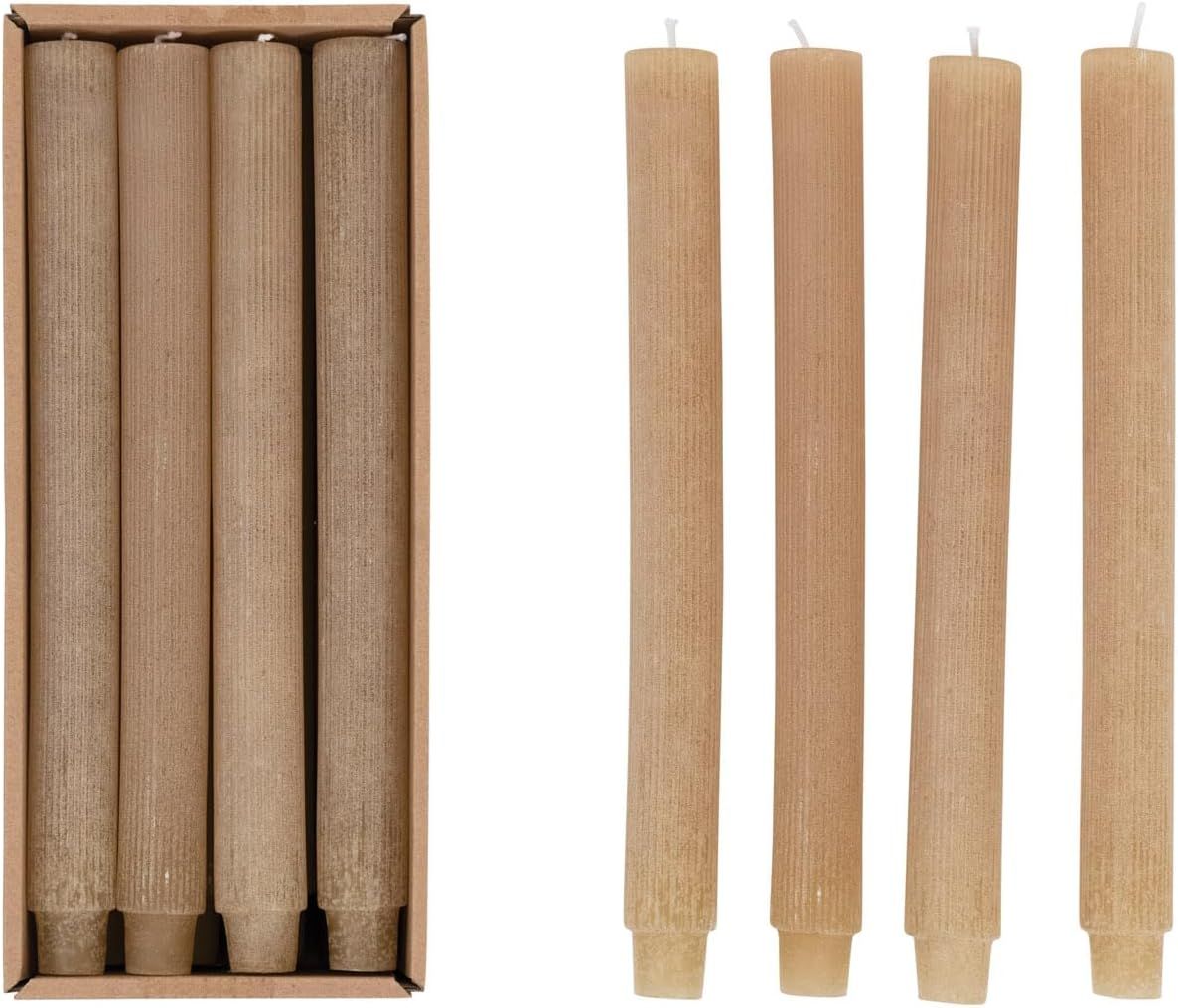 Elegant Linen Black Pleated Taper Candle in Powder Finish