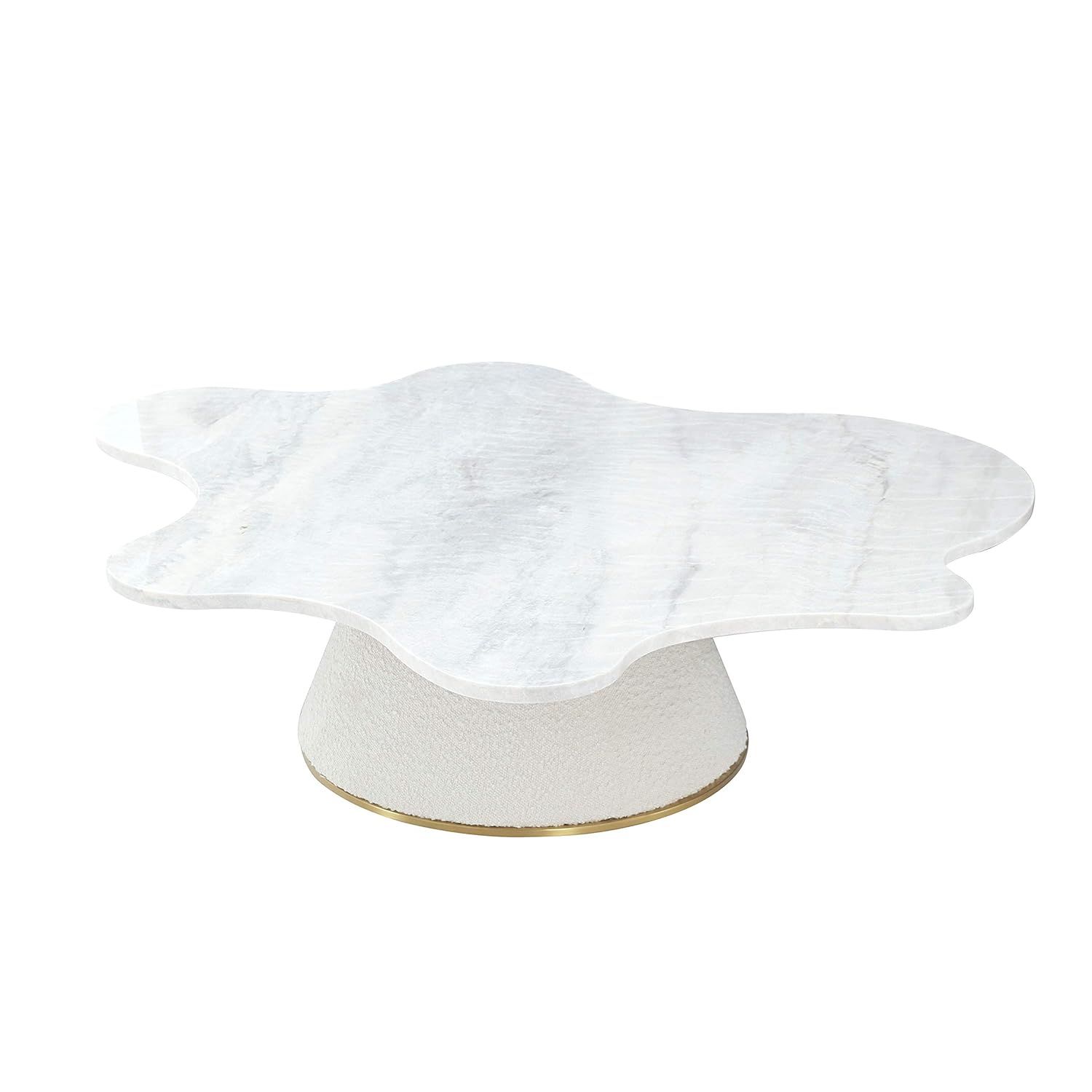 Elegant Round Marble Top Coffee Table with Golden Base