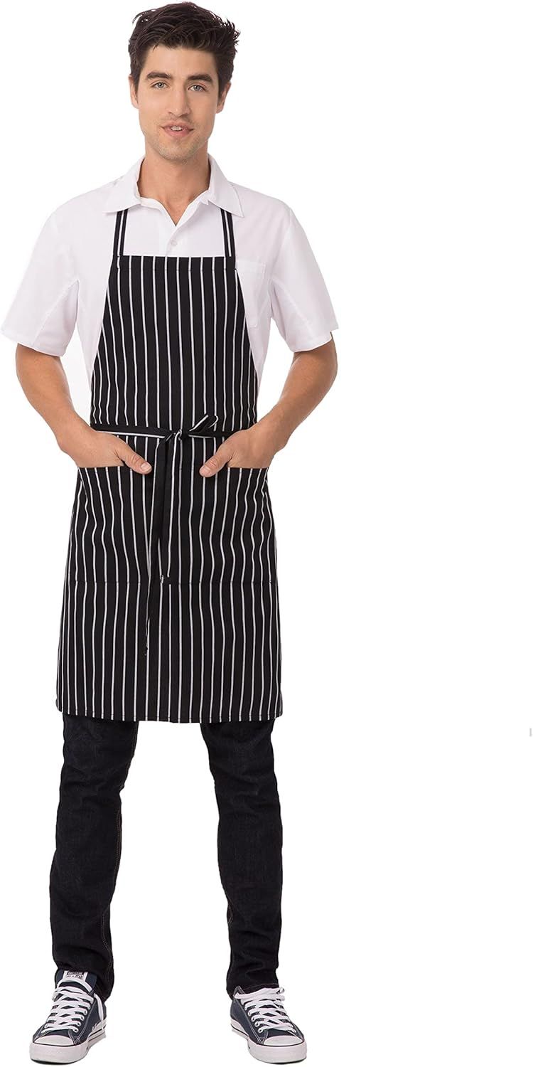 Black and White Striped Unisex Cooking Bib Apron