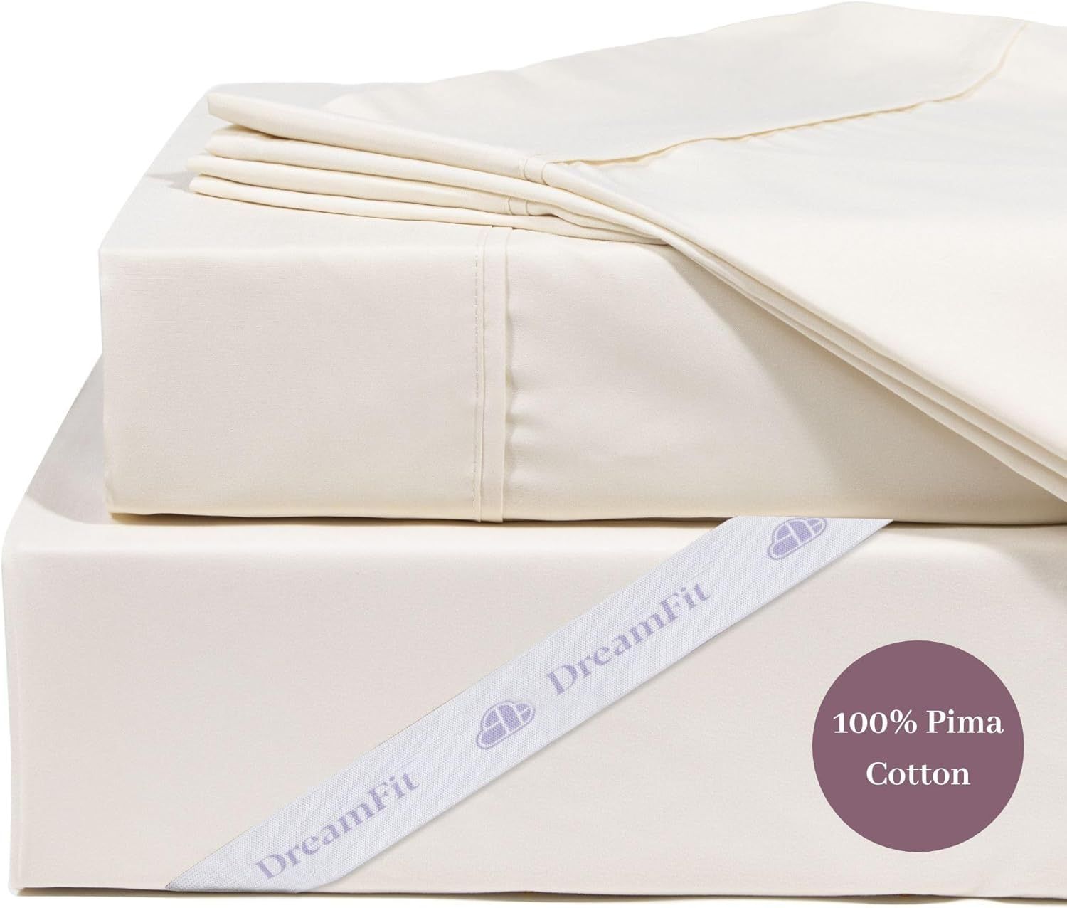 Twin Ivory Pima Cotton Sheet Set with Elastic Straps