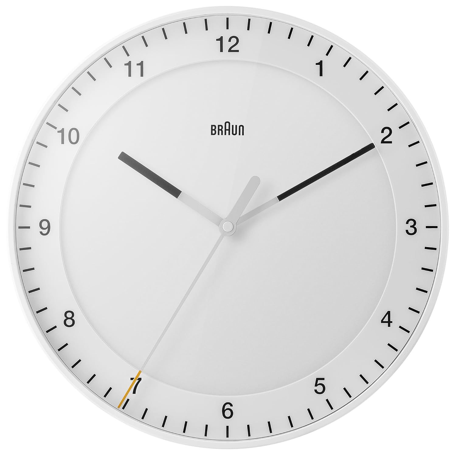 Braun 30cm White Silent Sweep Wall Clock with Glass Lens