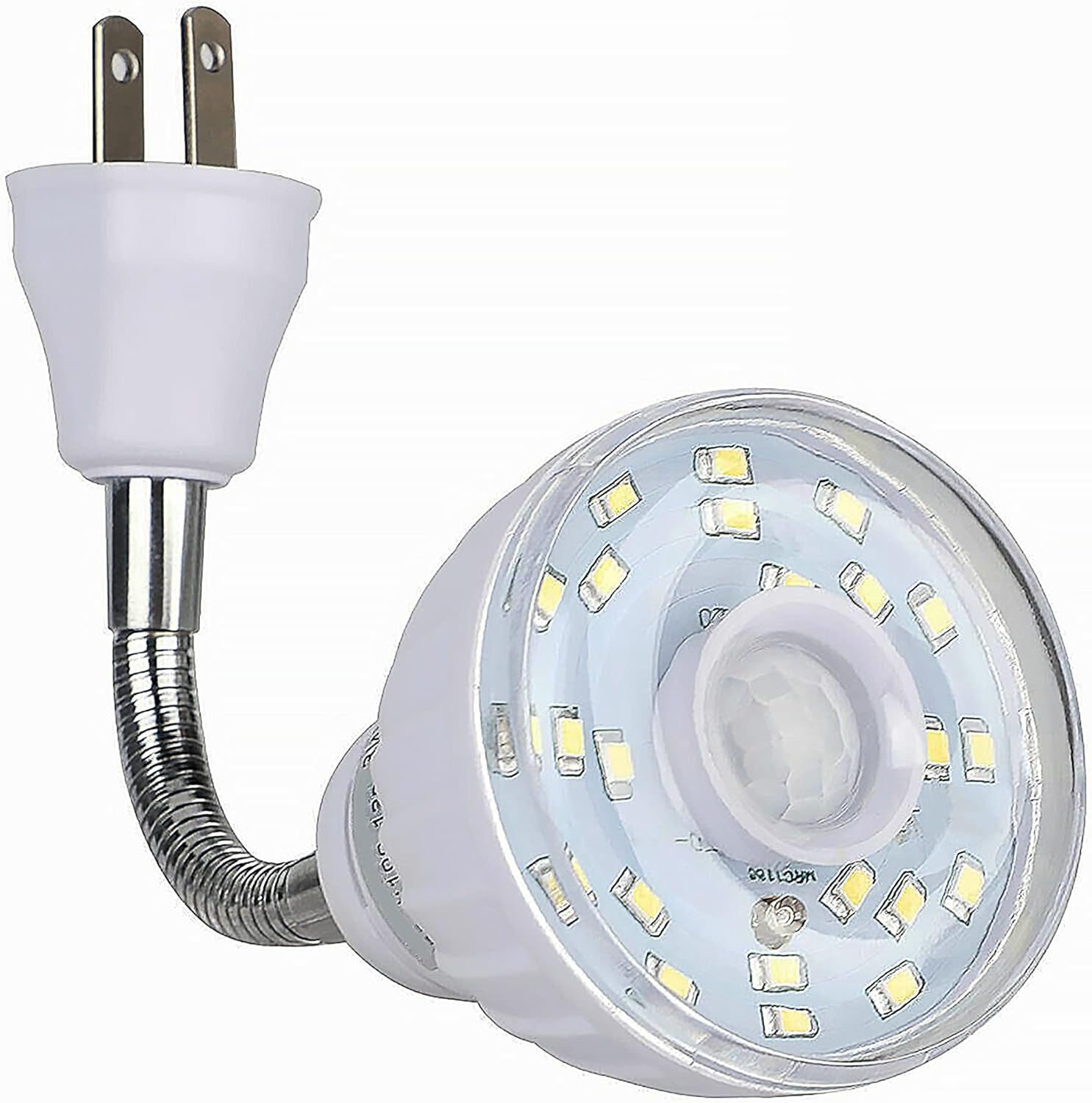 White LED Motion-Activated Plug-in Wall Light with Flexible Neck