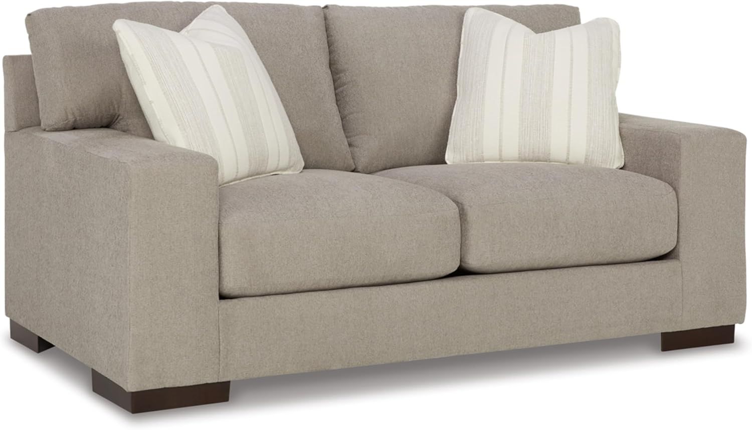 Beige Fabric Loveseat with Removable Cushions