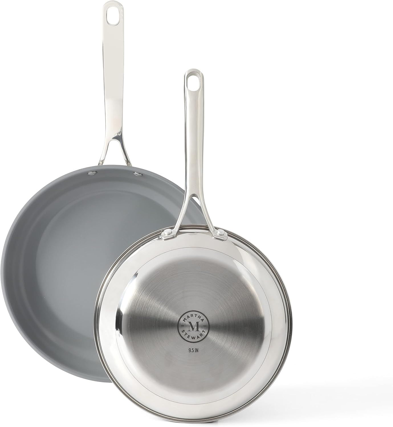 Stainless Steel Ceramic Nonstick 9.5" & 12" Fry Pan Set