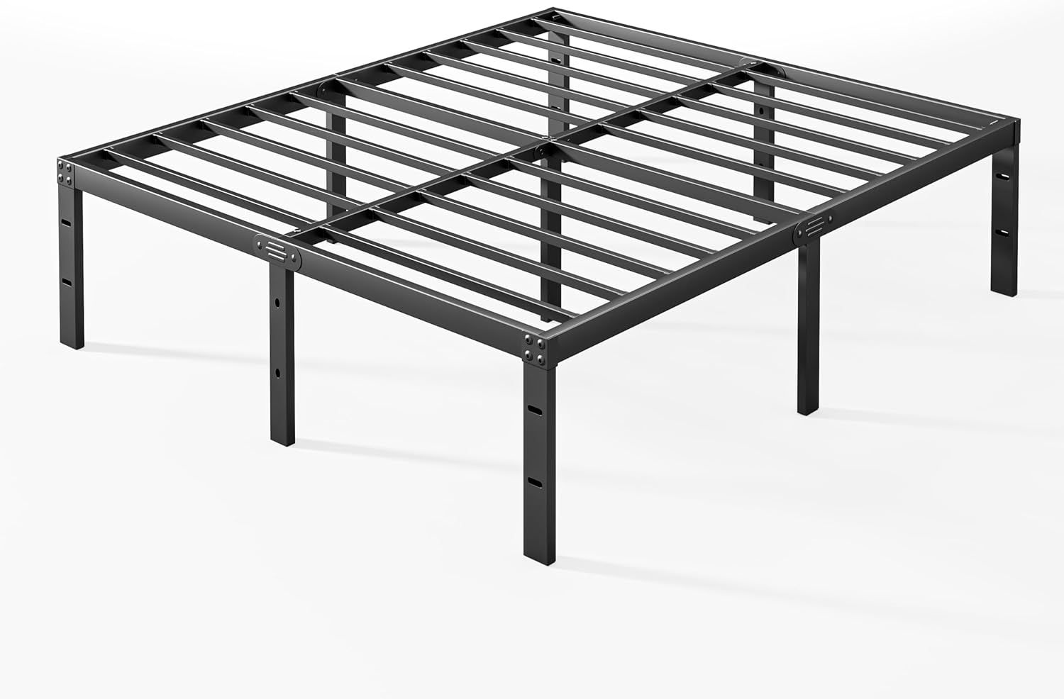 Full Size Black Steel Platform Bed Frame with Storage