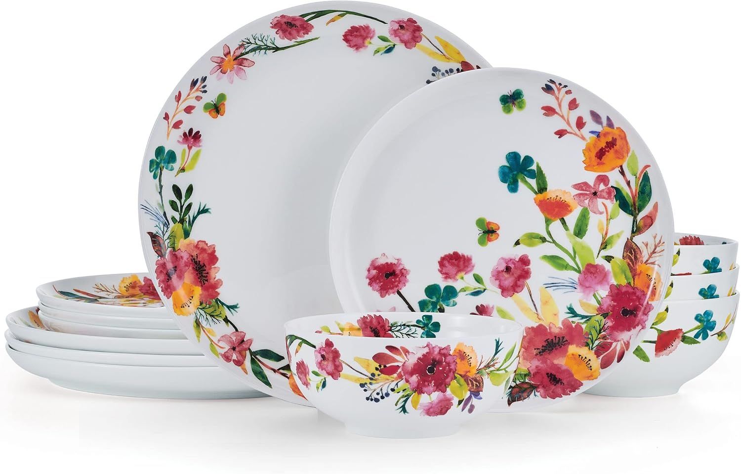 Karina Floral Porcelain 12-Piece Dinnerware Set, Service for 4