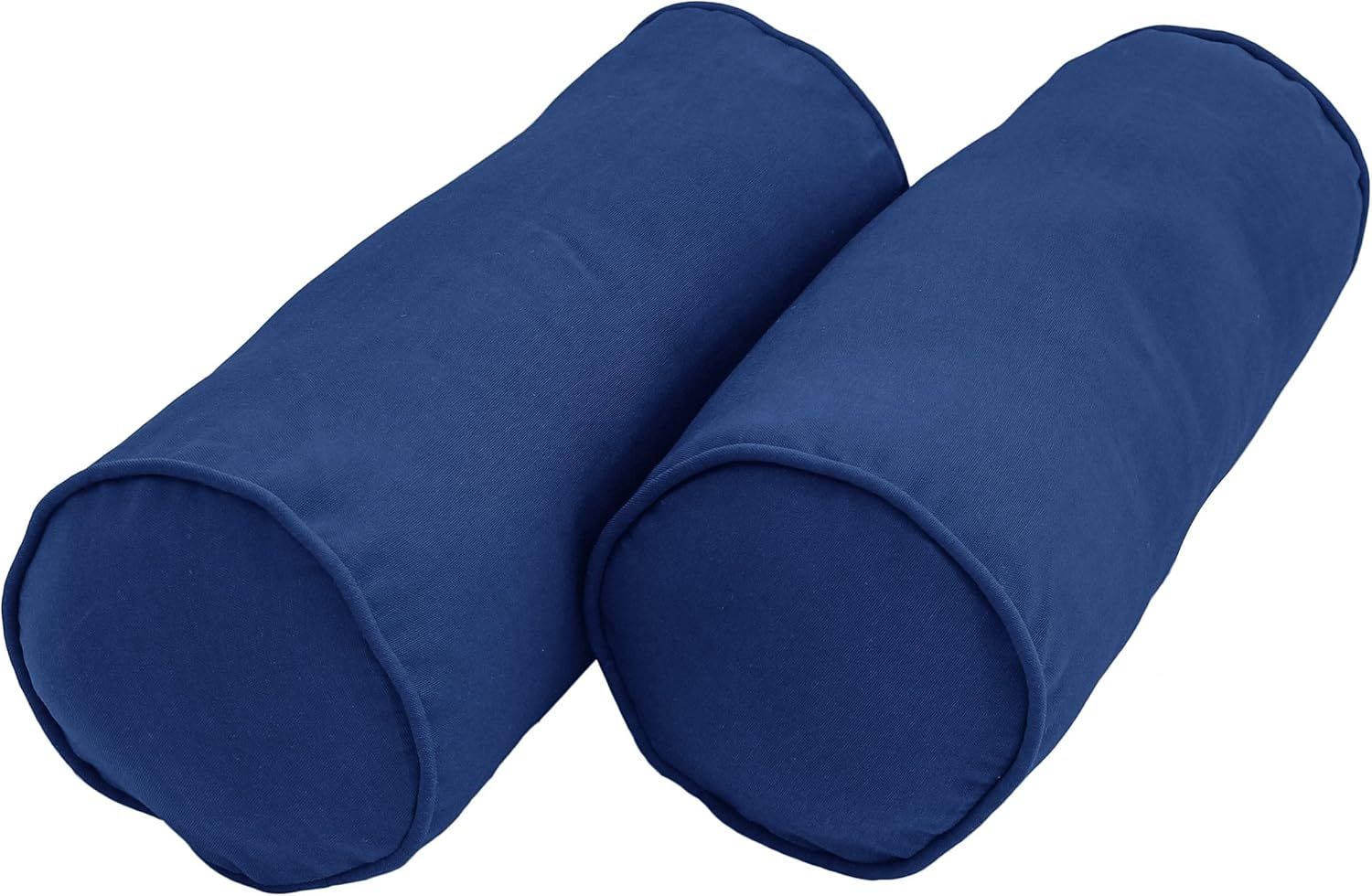 Royal Blue Cotton Twill Bolster Pillow Set with Polyester Fill
