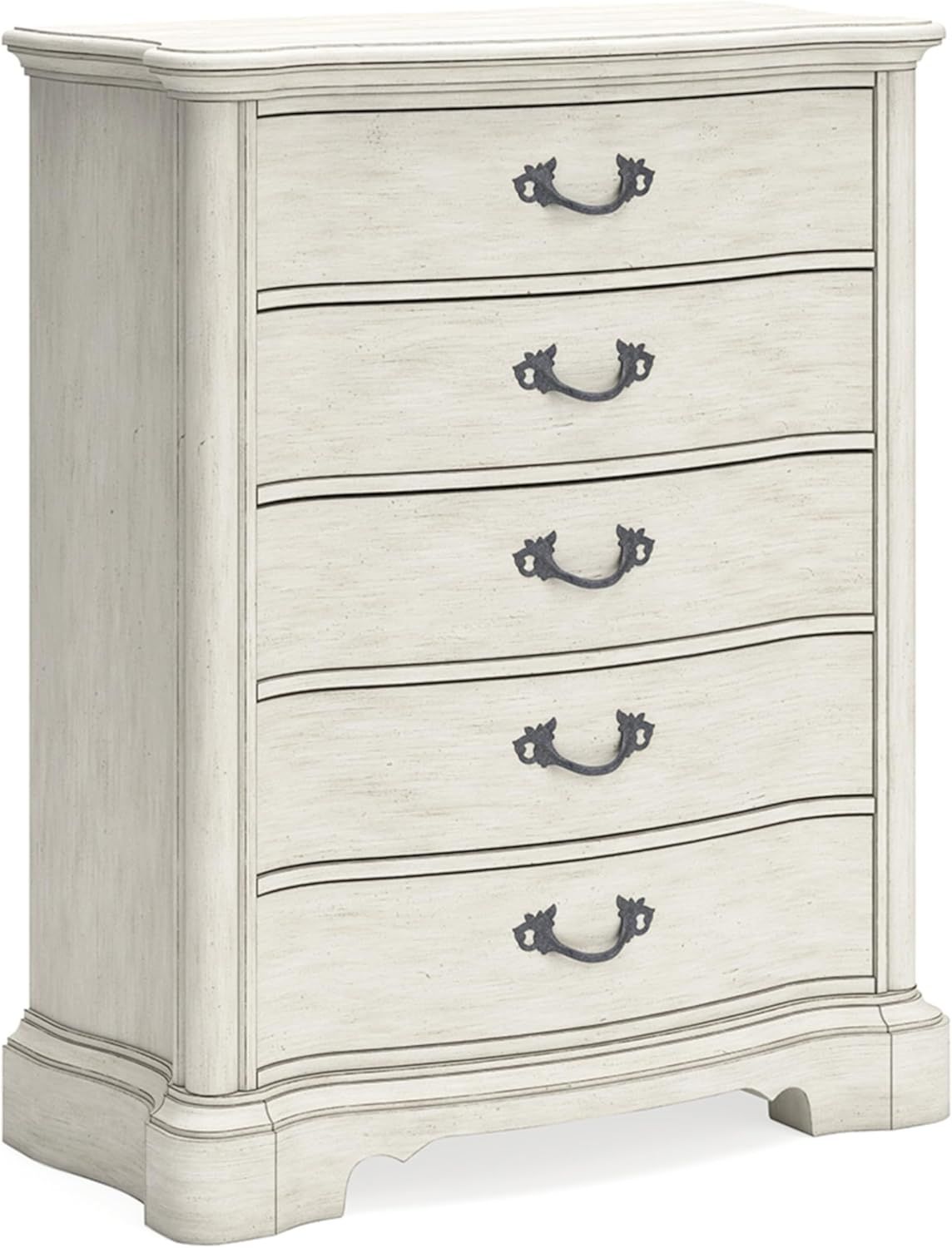 White Traditional 5-Drawer Chest with Dovetail Drawer