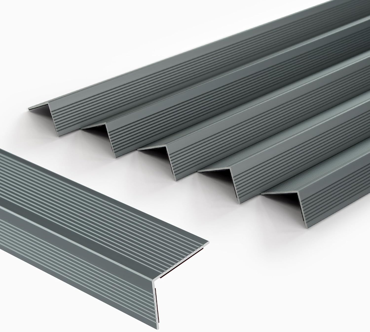 5-Pack Matte Gray Aluminum Peel and Stick Stair Nosing