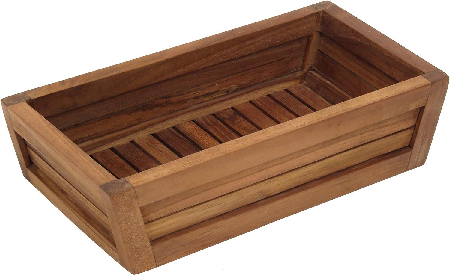 Teak Wood Bathroom Shower Amenities Tray