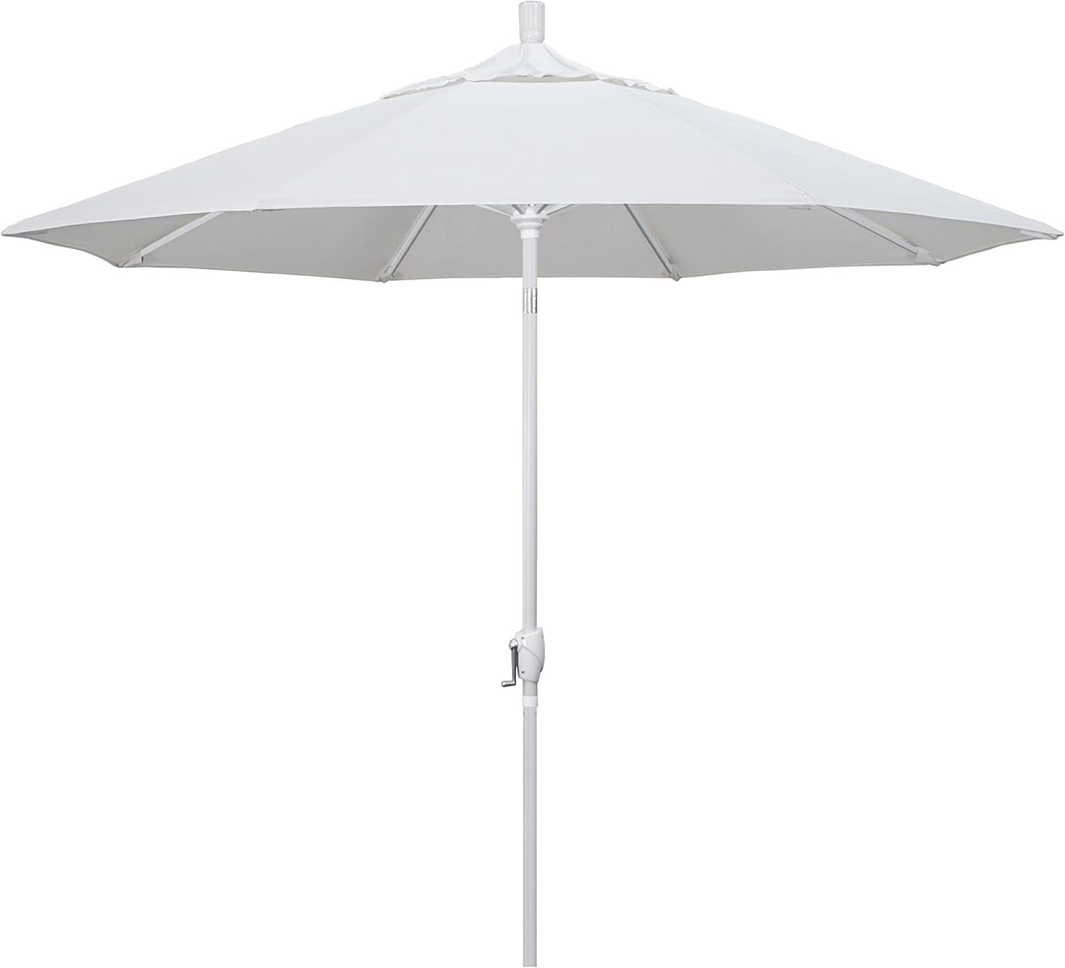 9' White Aluminum Patio Umbrella with Sunbrella Canopy