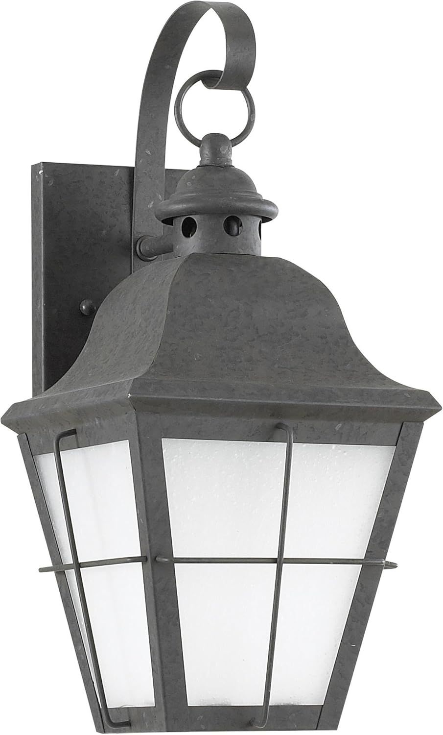 Oxidized Bronze Outdoor Wall Lantern with Frosted Seeded Glass