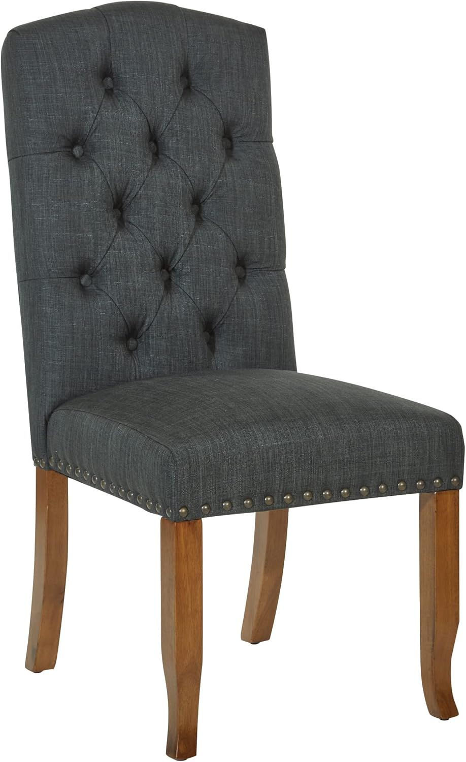 White Upholstered Parsons Side Chair with Wood Legs