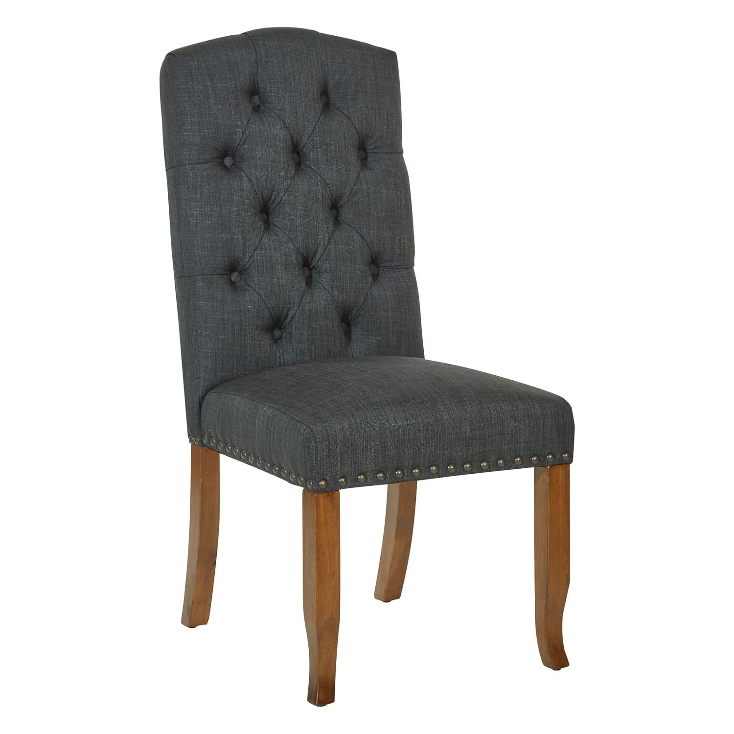 White Upholstered Parsons Side Chair with Wood Legs