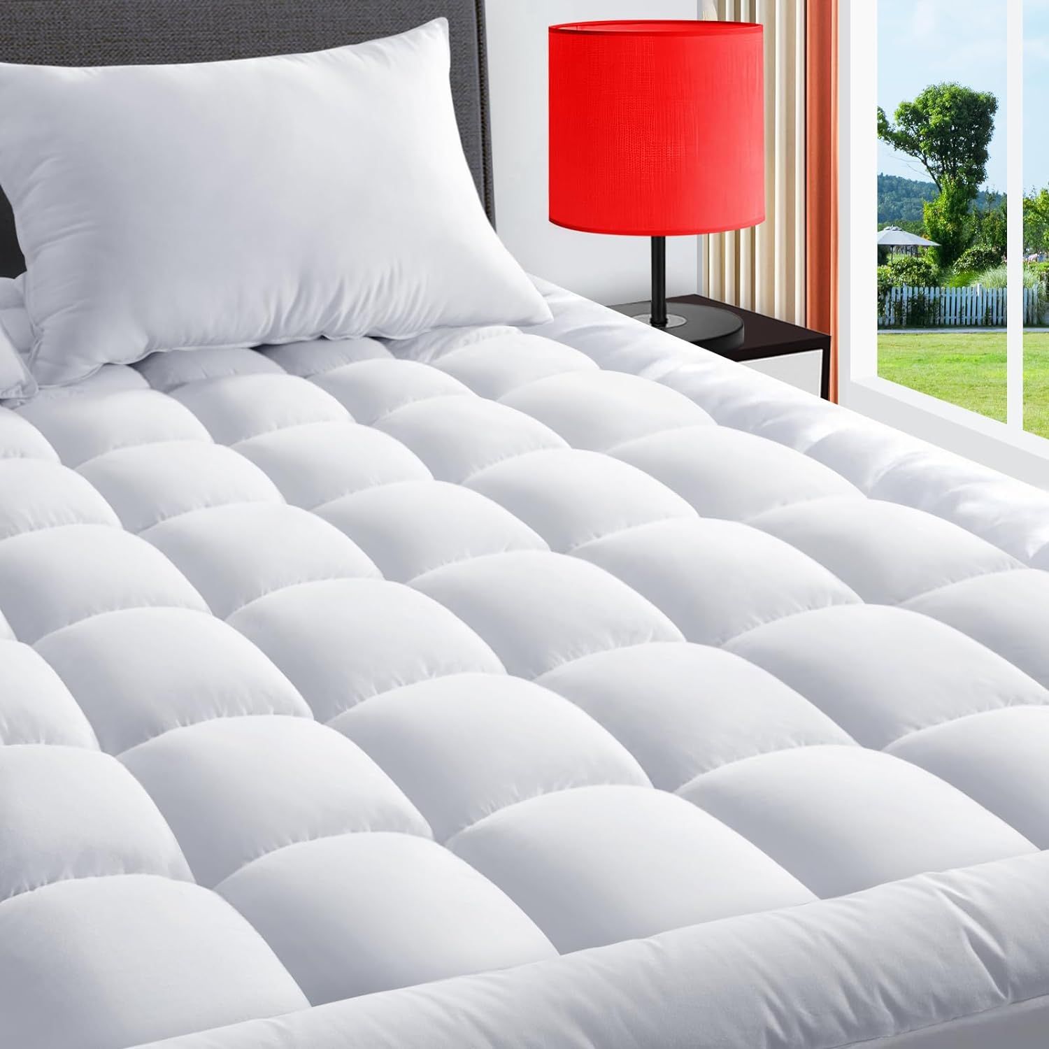 Queen Size White Quilted Latex Mattress Pad