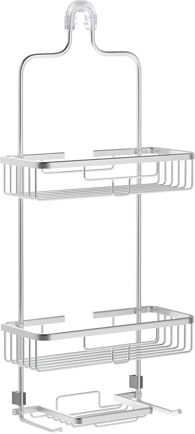 Large Satin Nickel Over-the-Shower Caddy with 2 Shelves