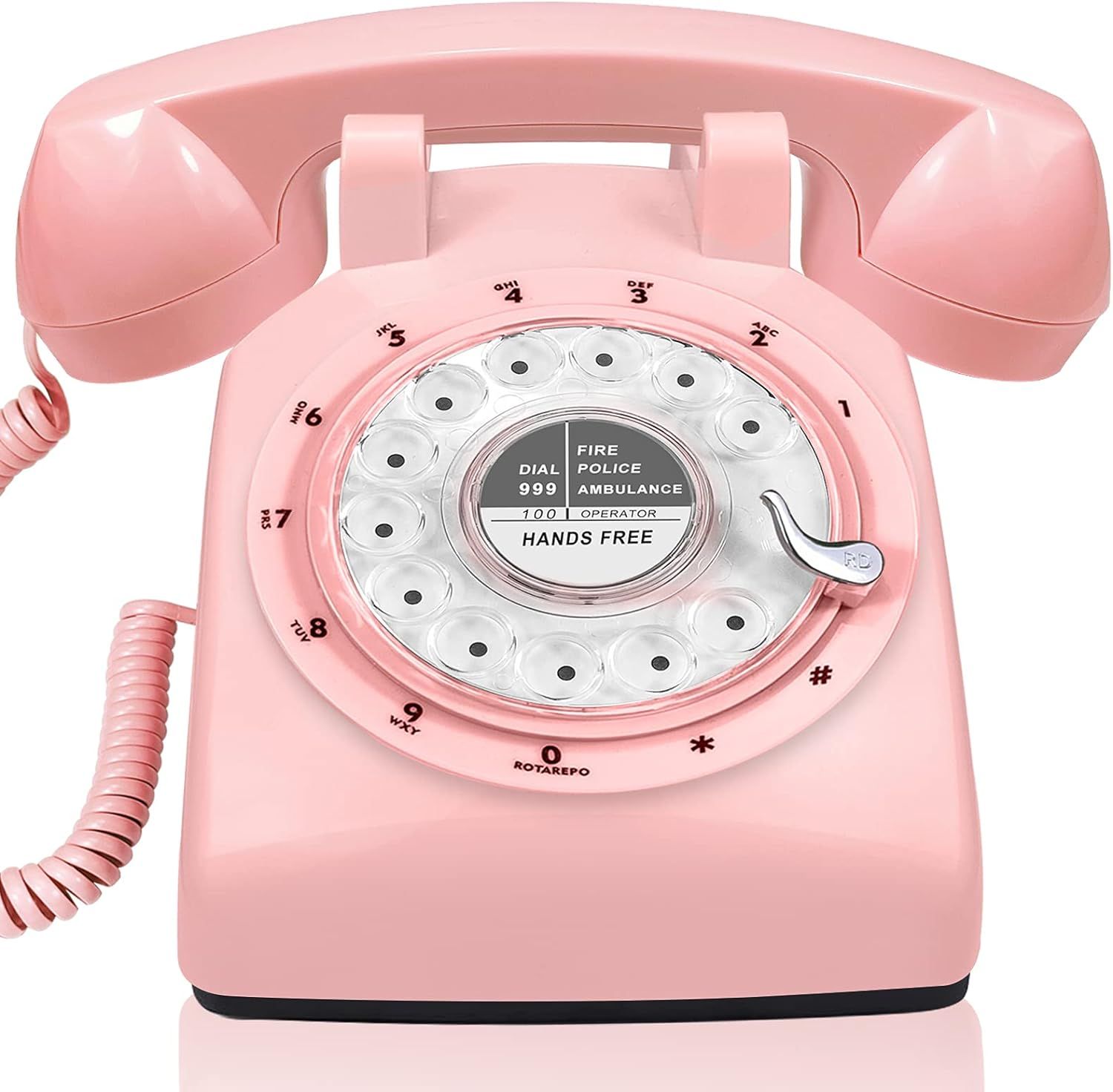 1960s Style Pink Retro Rotary Dial Telephone with Speakerphone