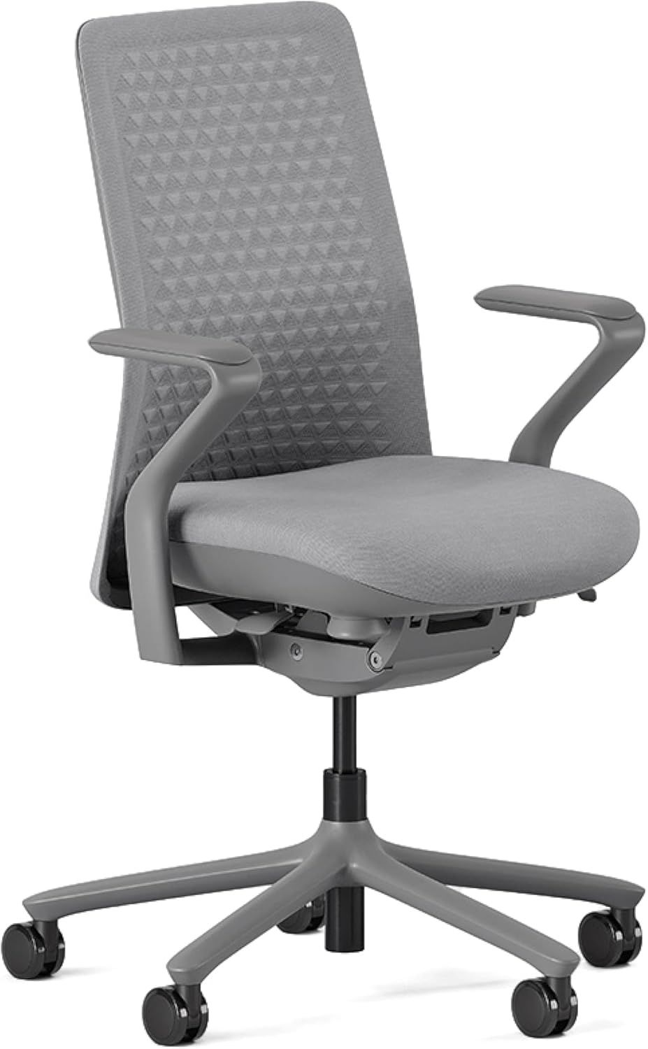 Lunar Gray Fabric Swivel Task Chair with Adjustable Lumbar Support