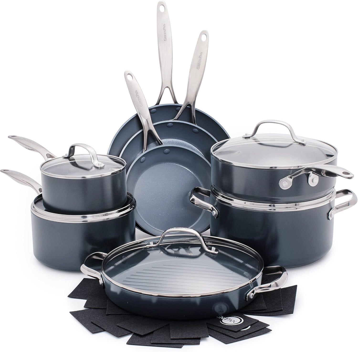 Valencia Pro Gray 16-Piece Ceramic Nonstick Cookware Set