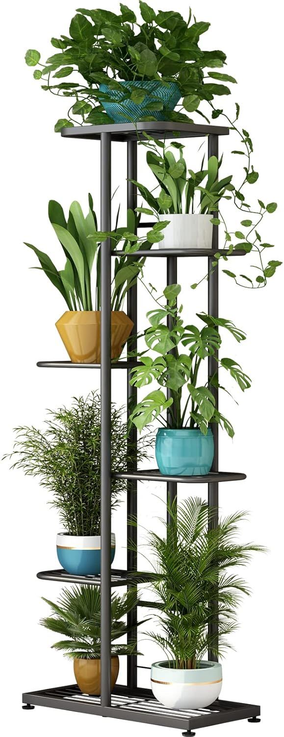 Dark Grey 6-Tier Metal Indoor/Outdoor Plant Stand