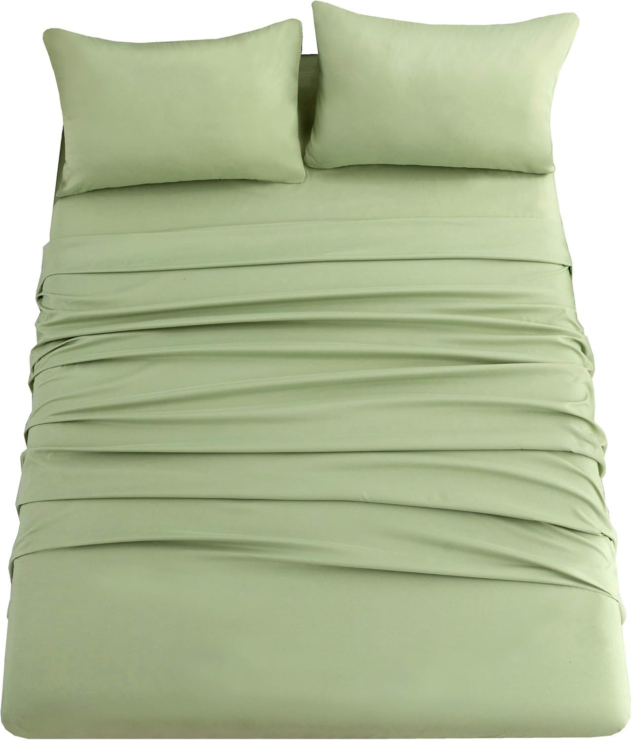 Sage Green Queen Microfiber 4-Piece Bed Sheet Set