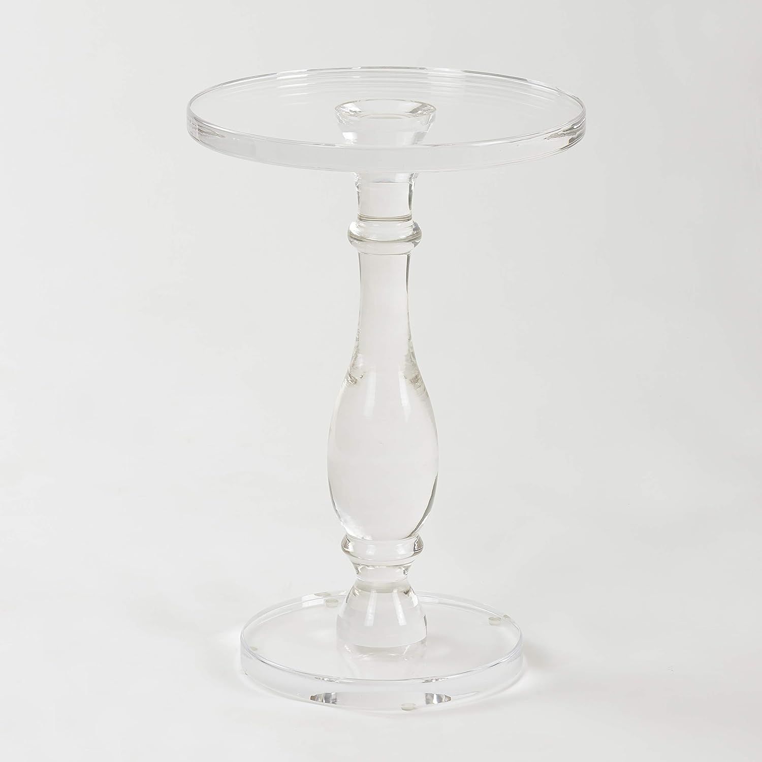 Clear Acrylic Round End Table with Solid Post