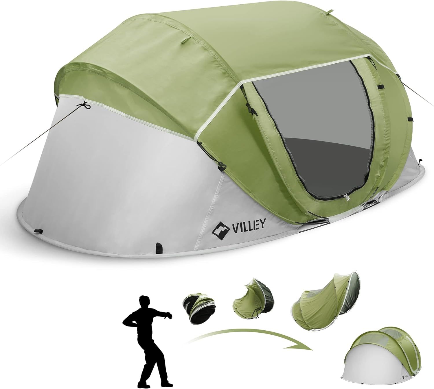 Green and Grey 2-Person Four Season Dome Camping Tent with Carry Bag