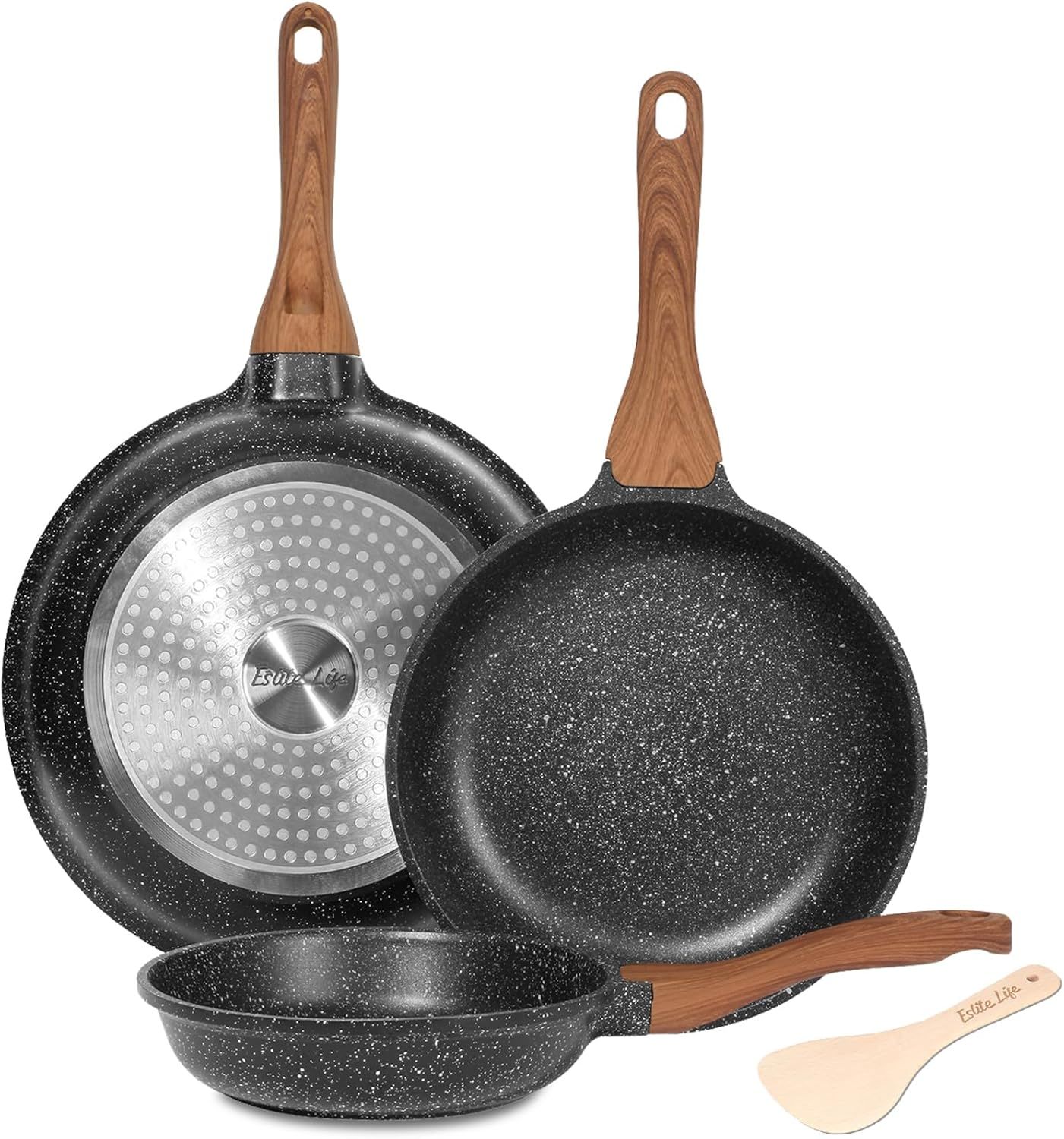 Black Nonstick Aluminum Ceramic Coated Frying Pan Set