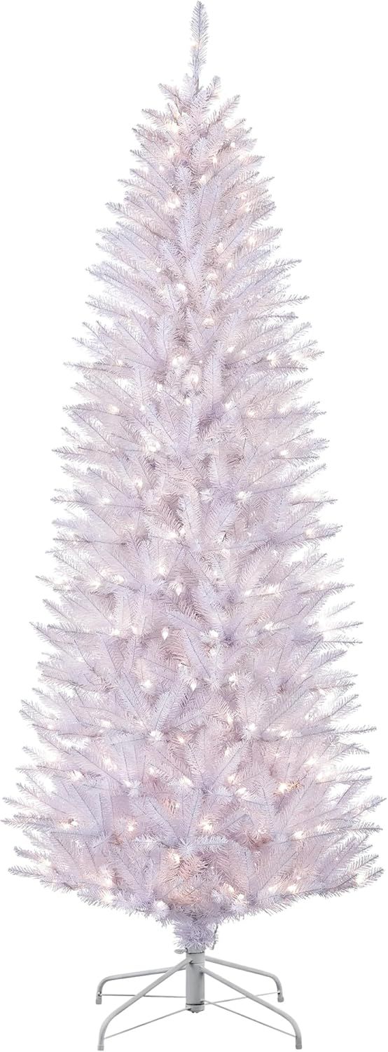 White Pre-Lit Fraser Fir Pencil Christmas Tree with Clear Lights