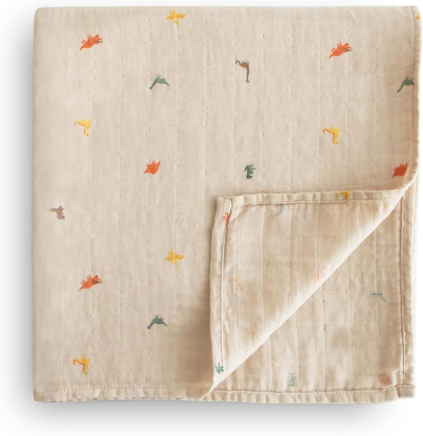 Organic Cotton Dinosaur Muslin Swaddle Blanket 47" x 47"