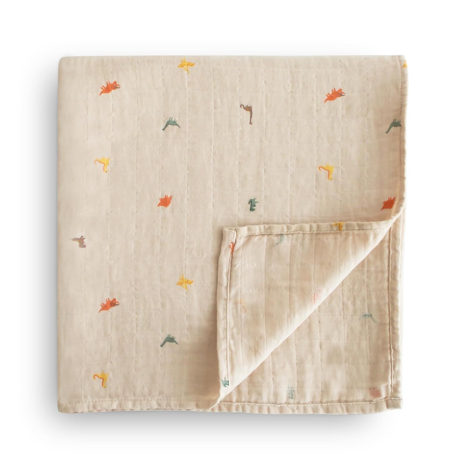 Organic Cotton Dinosaur Muslin Swaddle Blanket 47" x 47"