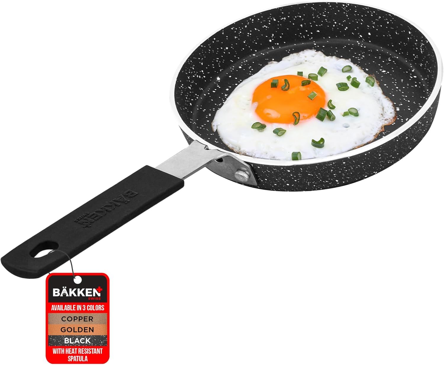 Bakken-Swiss 5.5'' Black Marble Nonstick Egg Pan with Lid