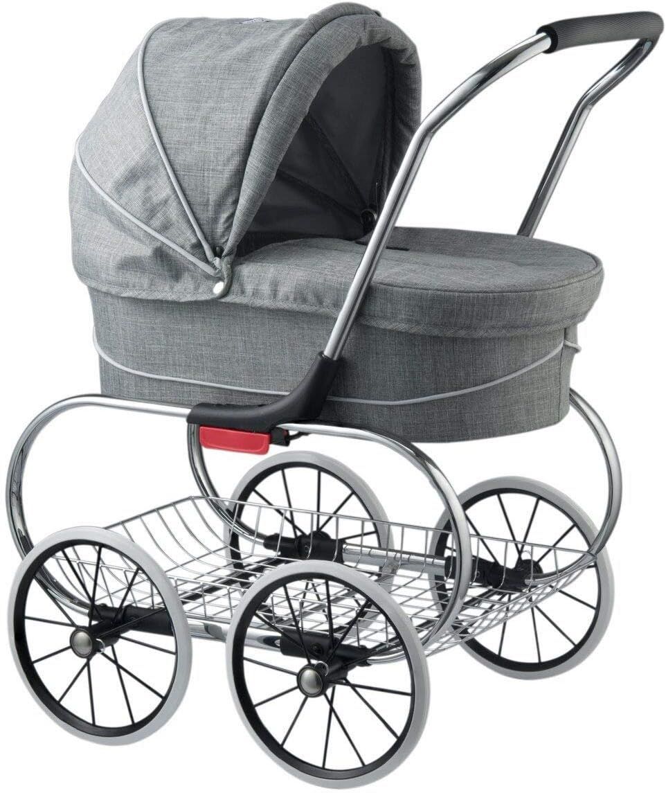 Classic Grey Marle Doll Stroller with Chrome Chassis