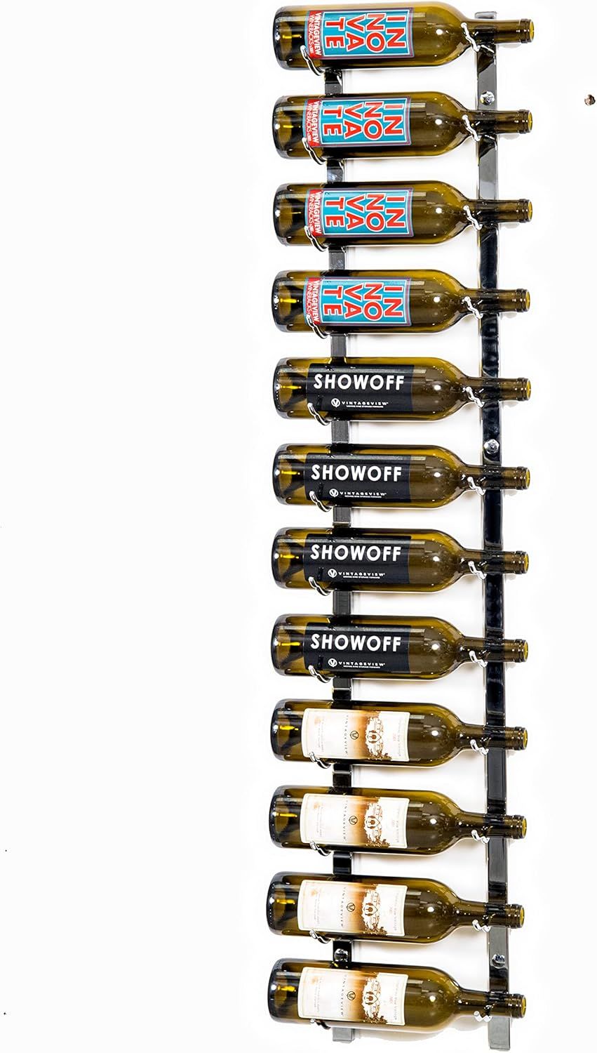 Chrome Luxe Metal Wall Mounted Wine Rack for 9 Bottles