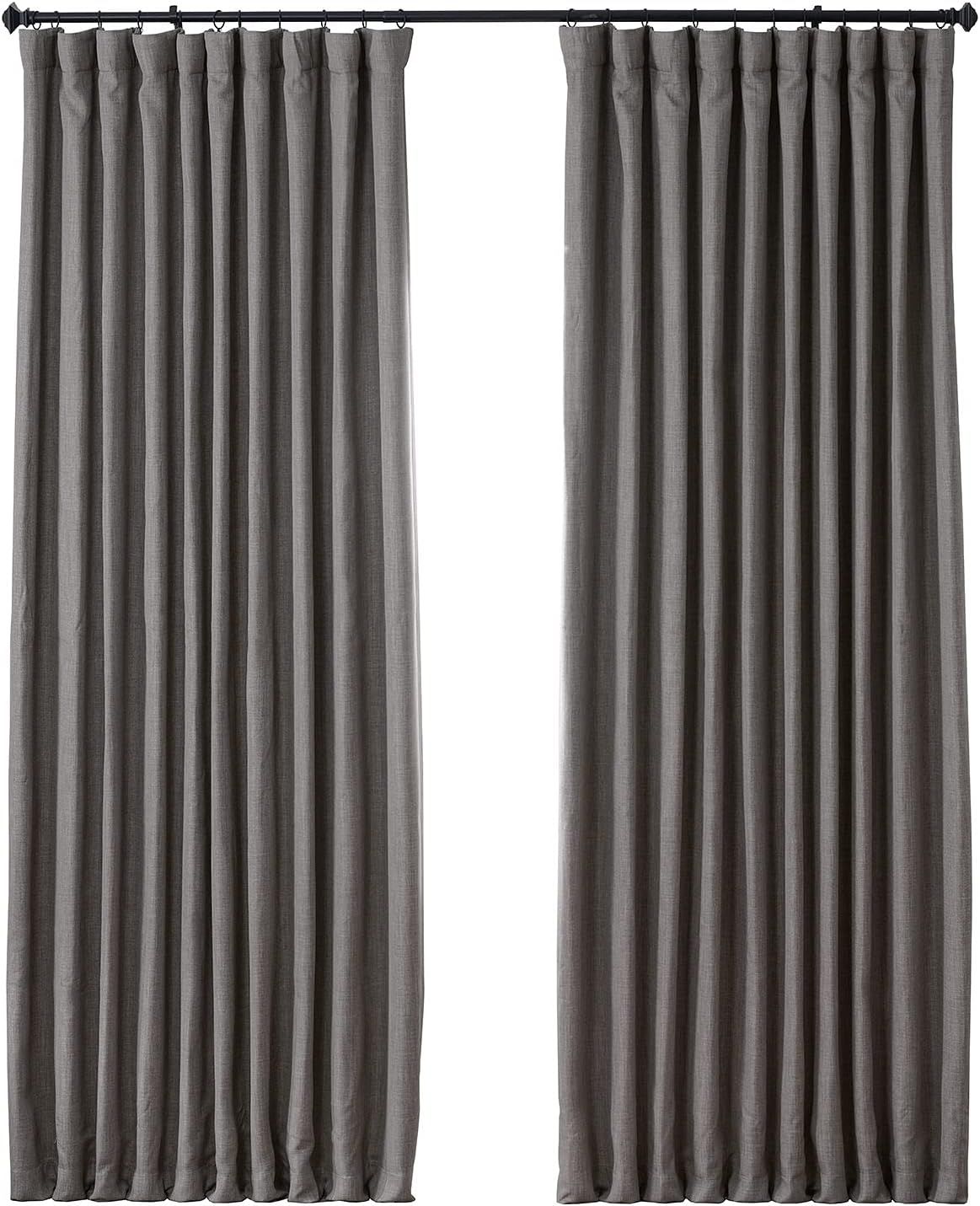 Mink Faux Linen Blackout Curtains 100"W x 120"L