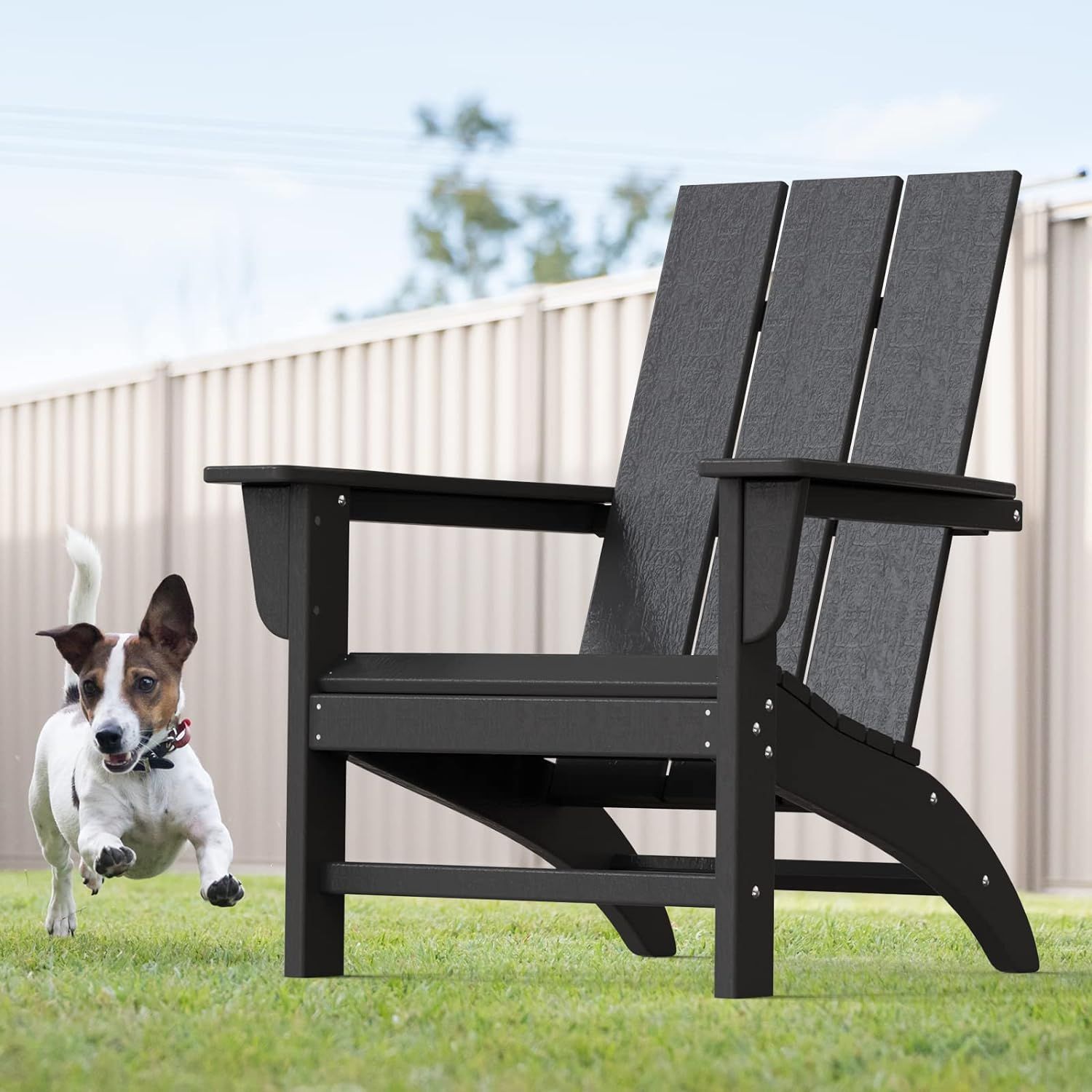 Black Poly Lumber Modern Adirondack Chair with Arms