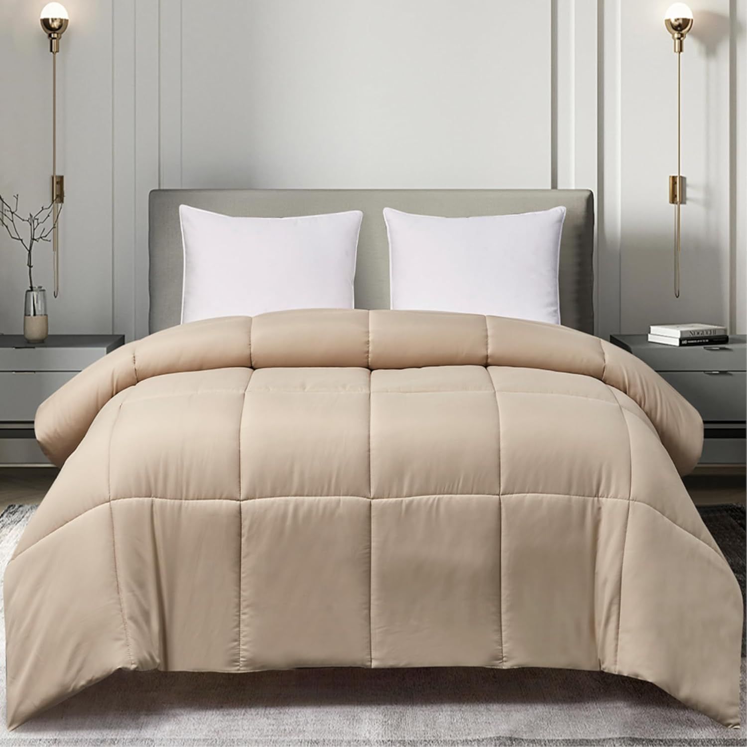 Khaki Twin Reversible Down Alternative Microfiber Comforter