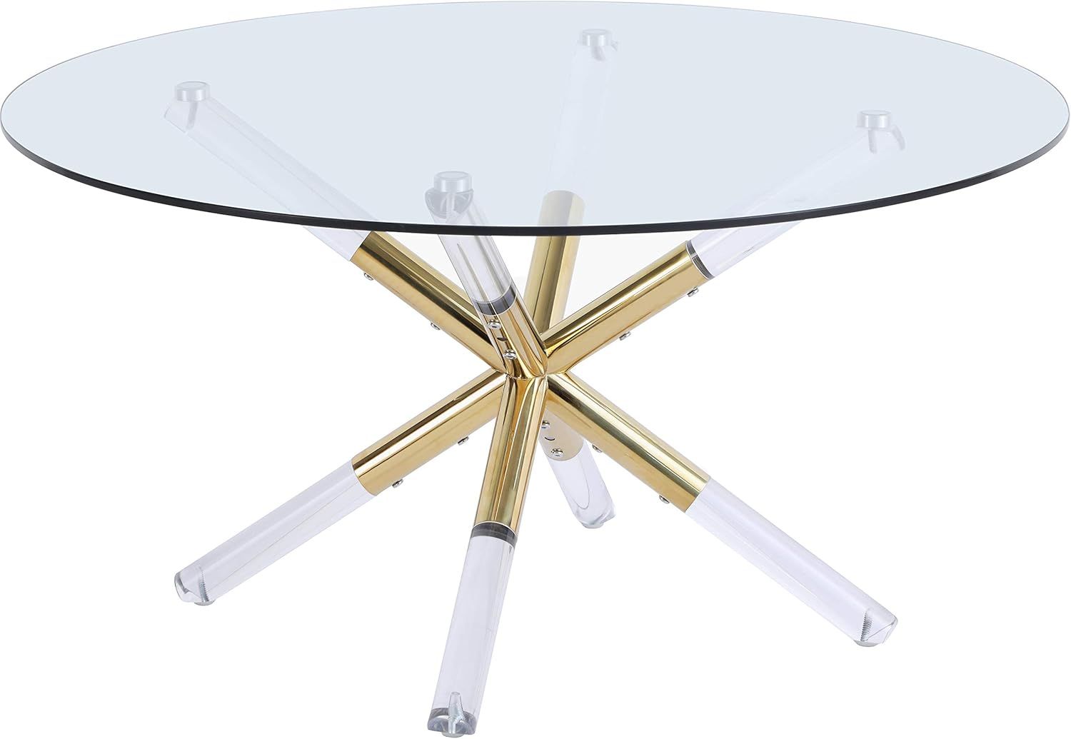 Modern Round Glass Coffee Table with Acrylic Gold Base