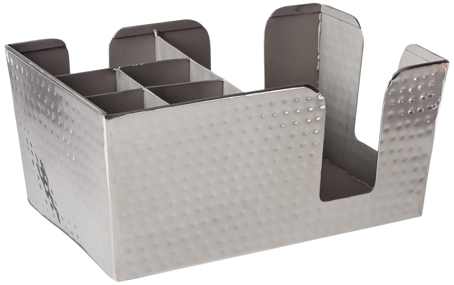 Hammered Silver Stainless Steel 6-Compartment Bar Caddy