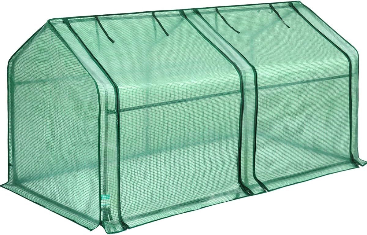 Green Steel Frame Mini Cloche Greenhouse with PE Cover