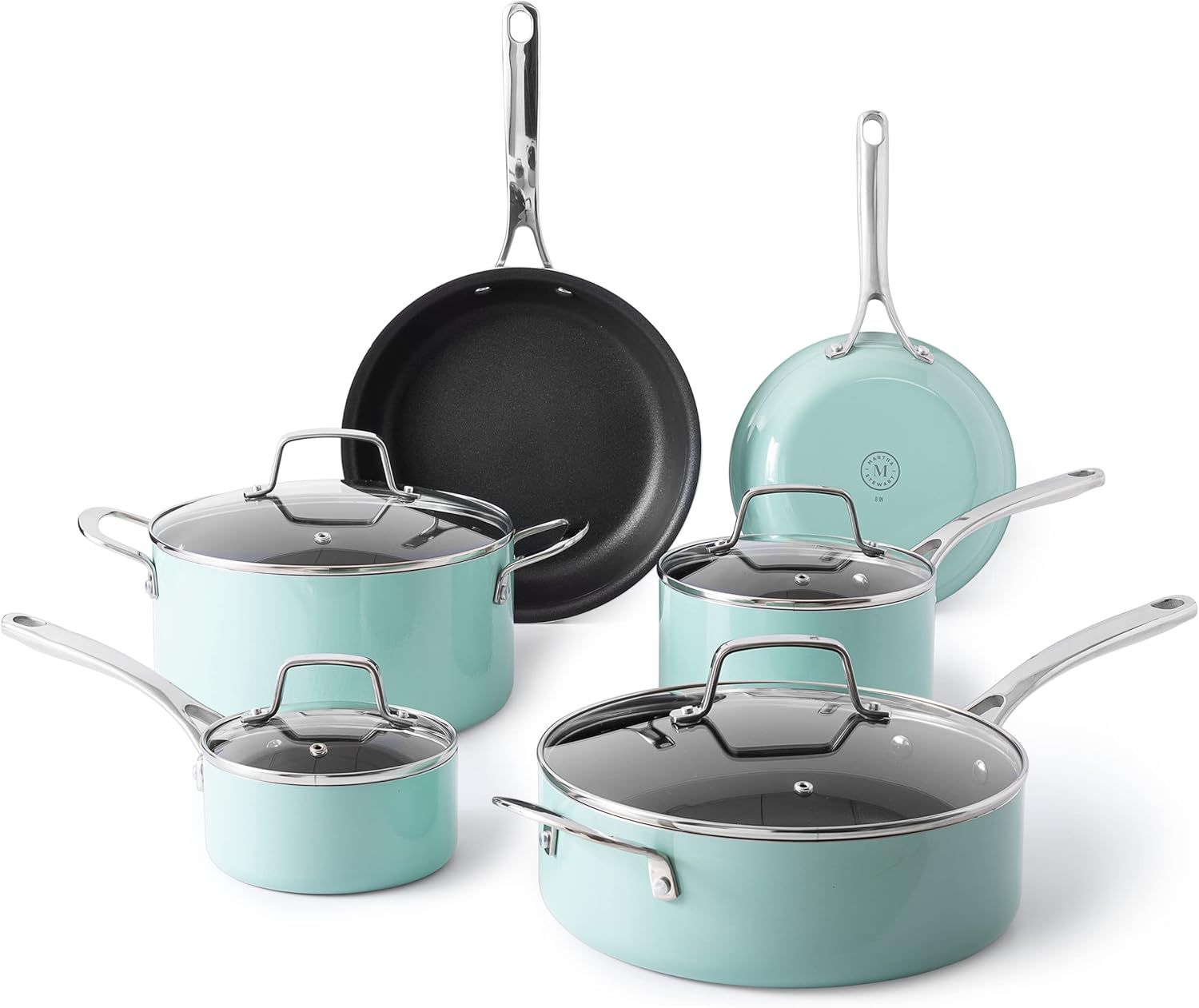 Martha Blue 10-Piece Nonstick Aluminum Enamel Cookware Set