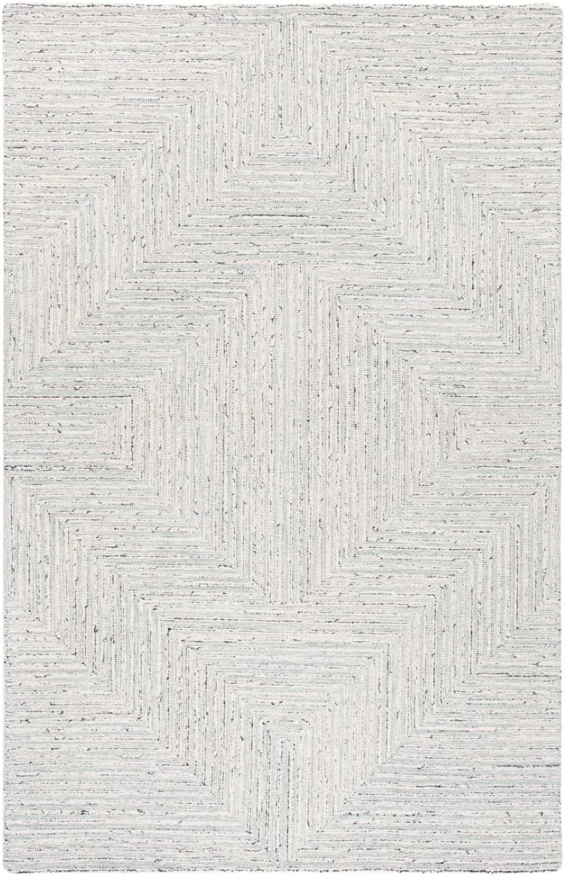 SAFAVIEH Micro-Loop Collection 6' x 9' Light GreyIvory MLP176F Handmade Premium Wool Living Room Dining Bedroom Area Rug