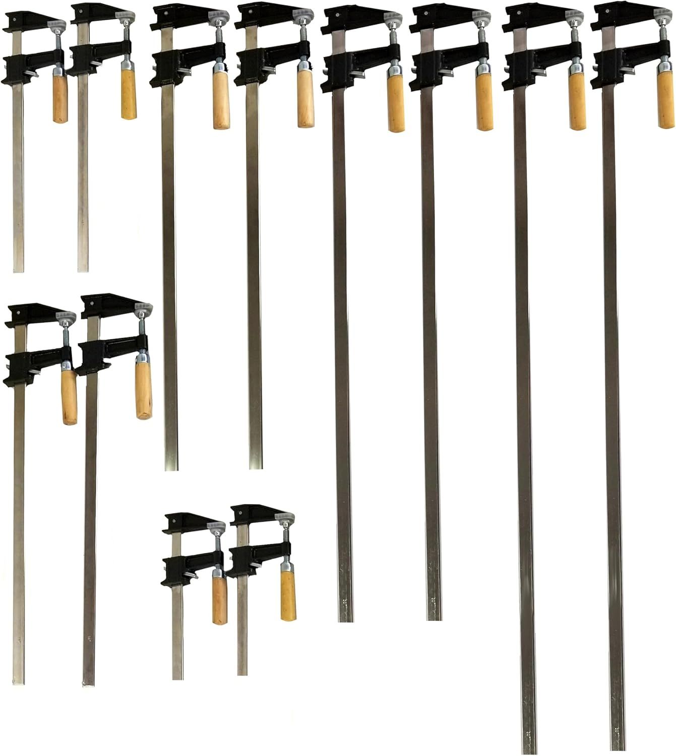 Heavy Duty Steel Bar Clamps Set with Wooden Handles