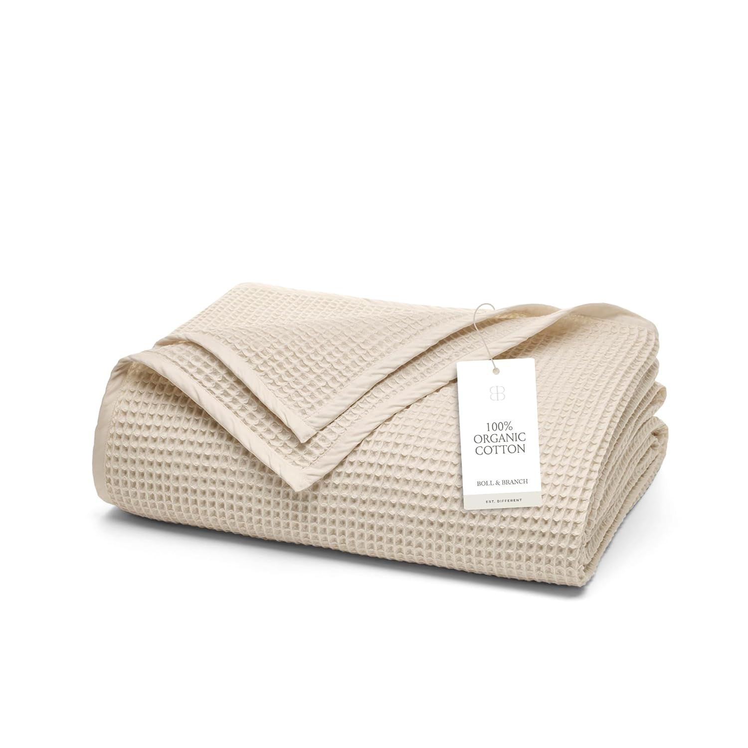 King Size Natural Organic Cotton Waffle Weave Throw Blanket