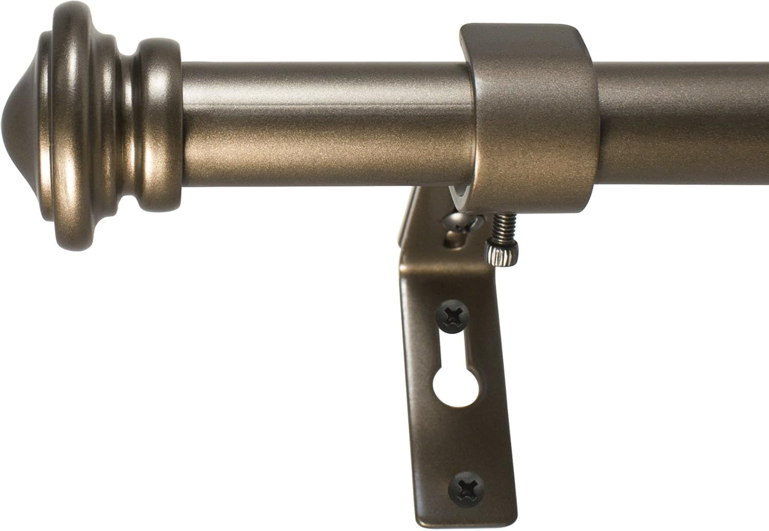 Bronze Adjustable Single Curtain Rod with Cap Finials